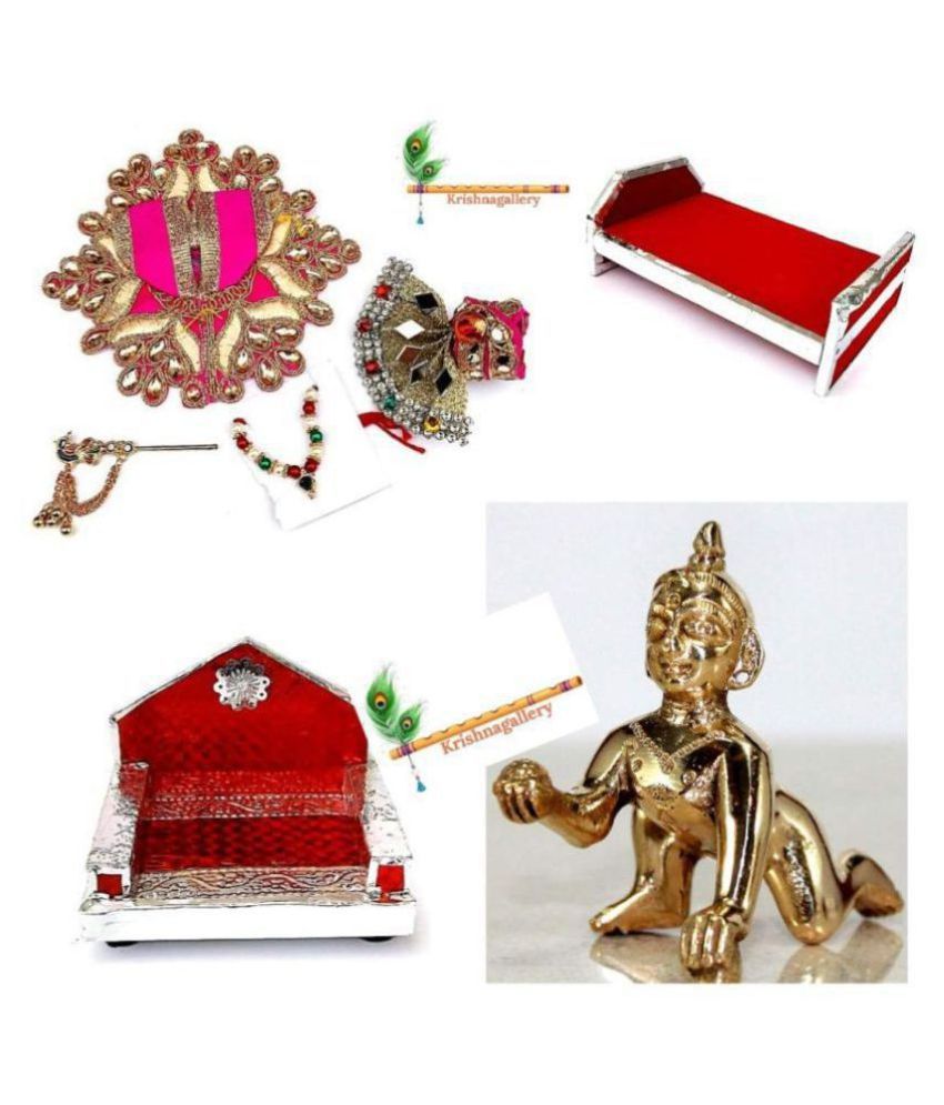 Laddu Gopal Brass Statue Idol Combo Set Medium Size: Buy Laddu Gopal ...