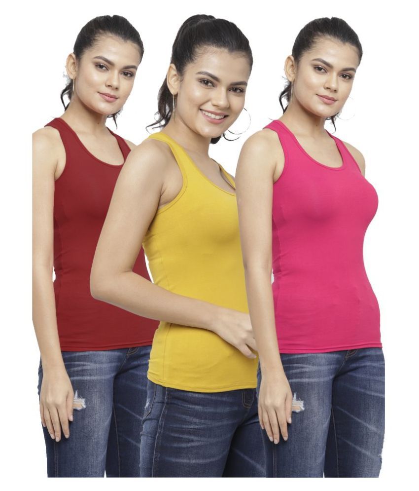     			N-Gal - Multicolor Cotton Women's Tank Top ( Pack of 3 )