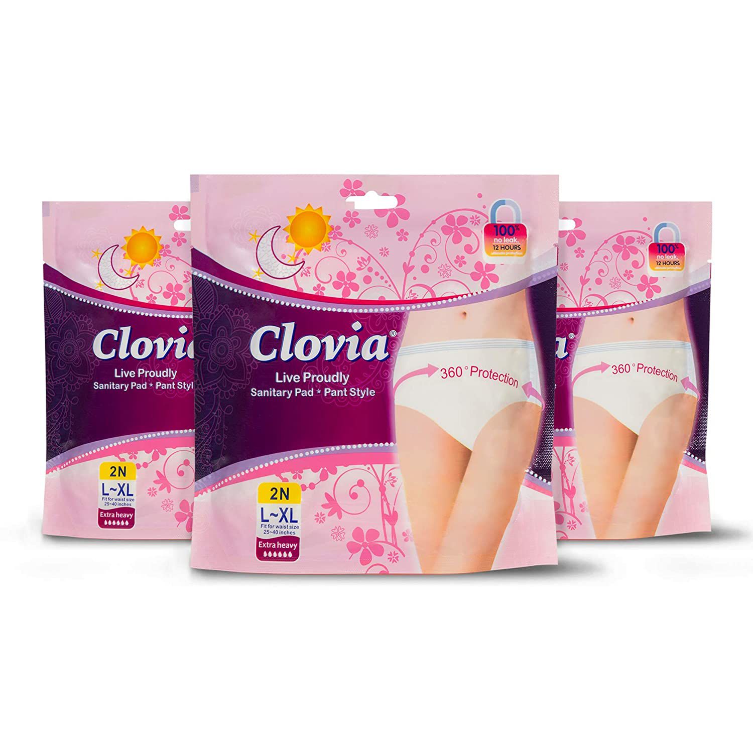 Clovia Heavy Flow Disposable Period Panties for Sanitary Protection L - XL (3 Pack - 6 Panties) | Sanitary Pads Pant Style