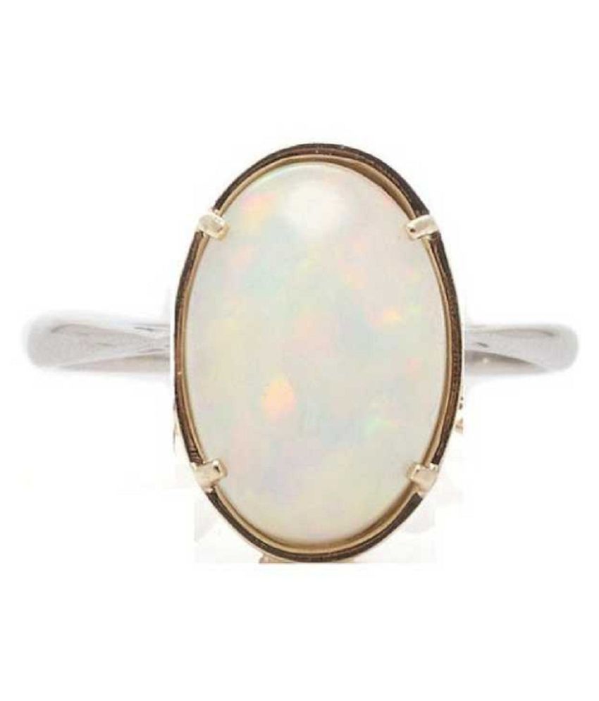 Natural OPAL Stone 10.5 Ratti Certified gold plated Ring By Kundli Gems