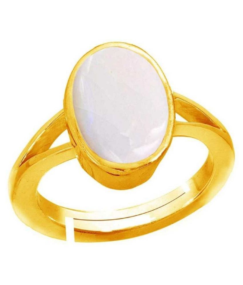 Natural & Unheated Stone OPAL Stone 10 Ratti Gold Plated Ring by Kundli