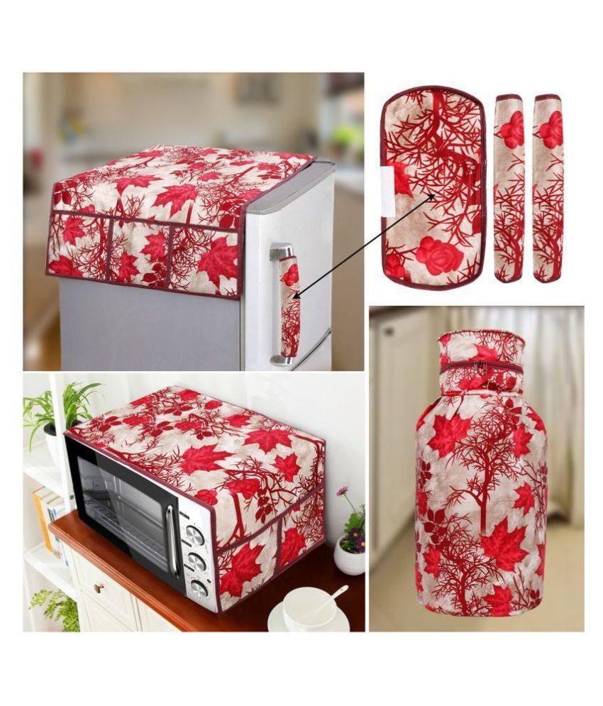     			E-Retailer Set of 6 Polyester Red Fridge Top Cover