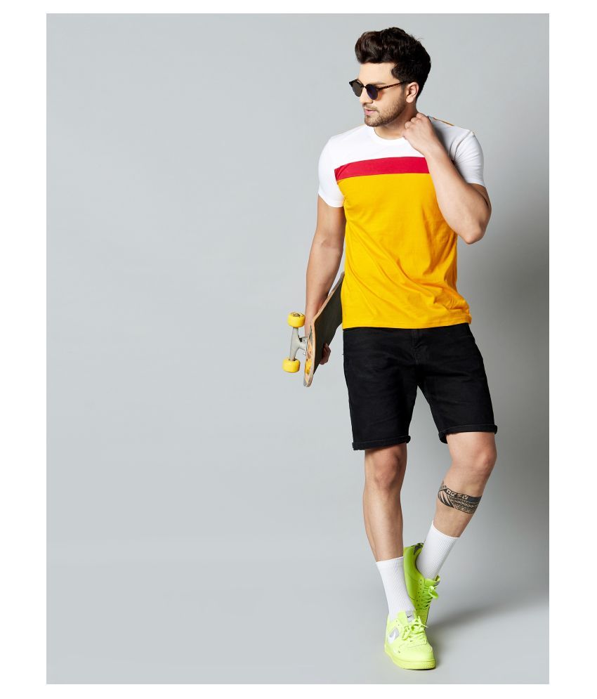 GESPO 100 Percent Cotton Multi Color Block T-Shirt - Buy GESPO 100 Percent Cotton Multi Color 