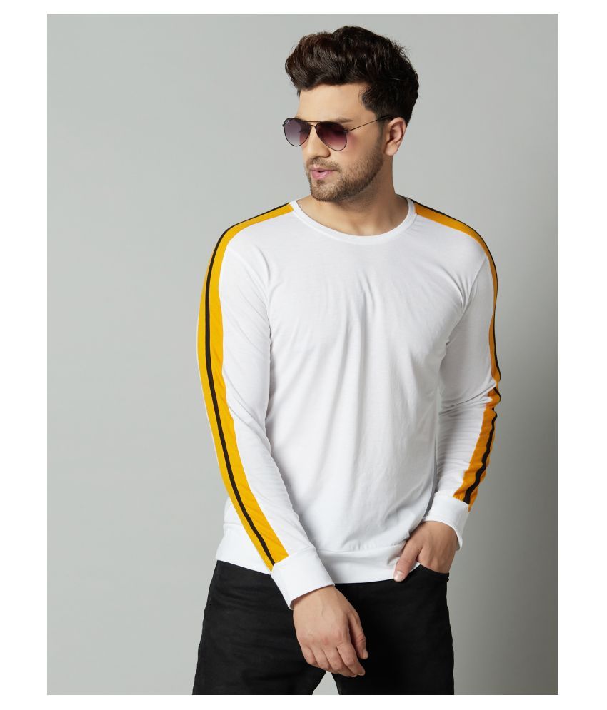 GESPO 100 Percent Cotton White Color Block T-Shirt - Buy GESPO 100 Percent Cotton White Color 