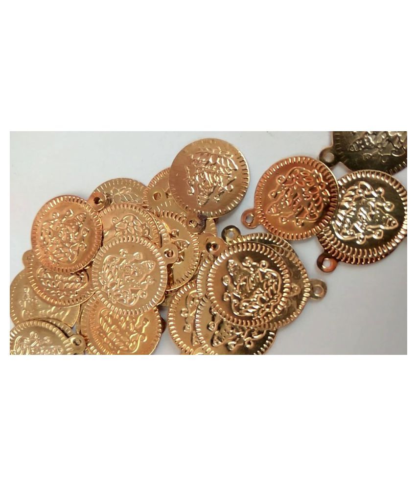 Gold Colour Lakshmi Coin for Aari Work ,Saree Tassles, Embroidery Pack of 50 Grams