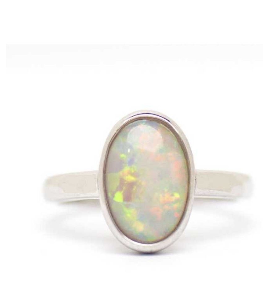 5.5 ratti Natural OPAL Stone Unheated Lab Certified pure Silver Ring by ...