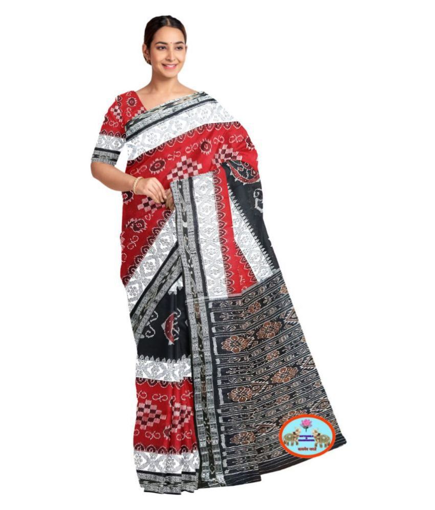 ODISHA SAMBALPURI HANDLOOMS Red Cotton Saree Buy ODISHA SAMBALPURI HANDLOOMS Red Cotton Saree