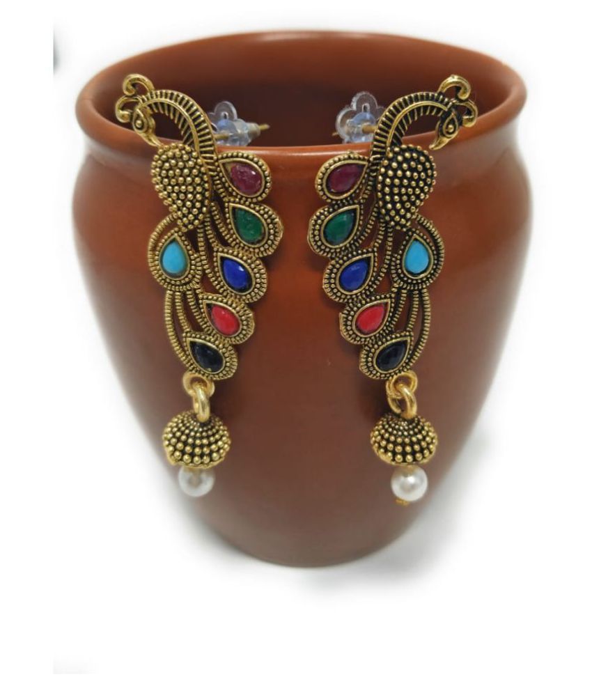     			Happy Stoning Perfect Lightweight Peacock Inspired Jhumka Earrings for women & Girls