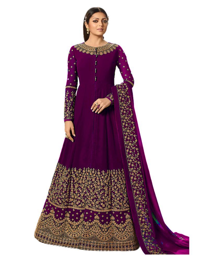 purple georgette gown
