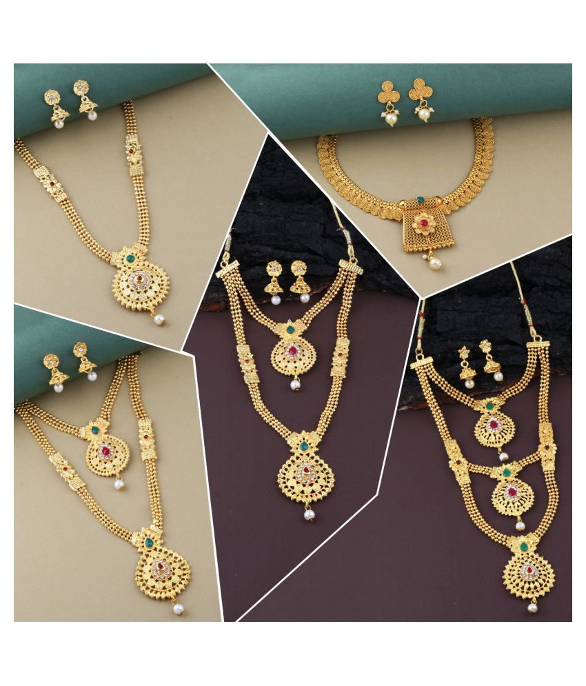 ShreejiHuf Alloy Golden Contemporary Traditional Gold Plated Necklace