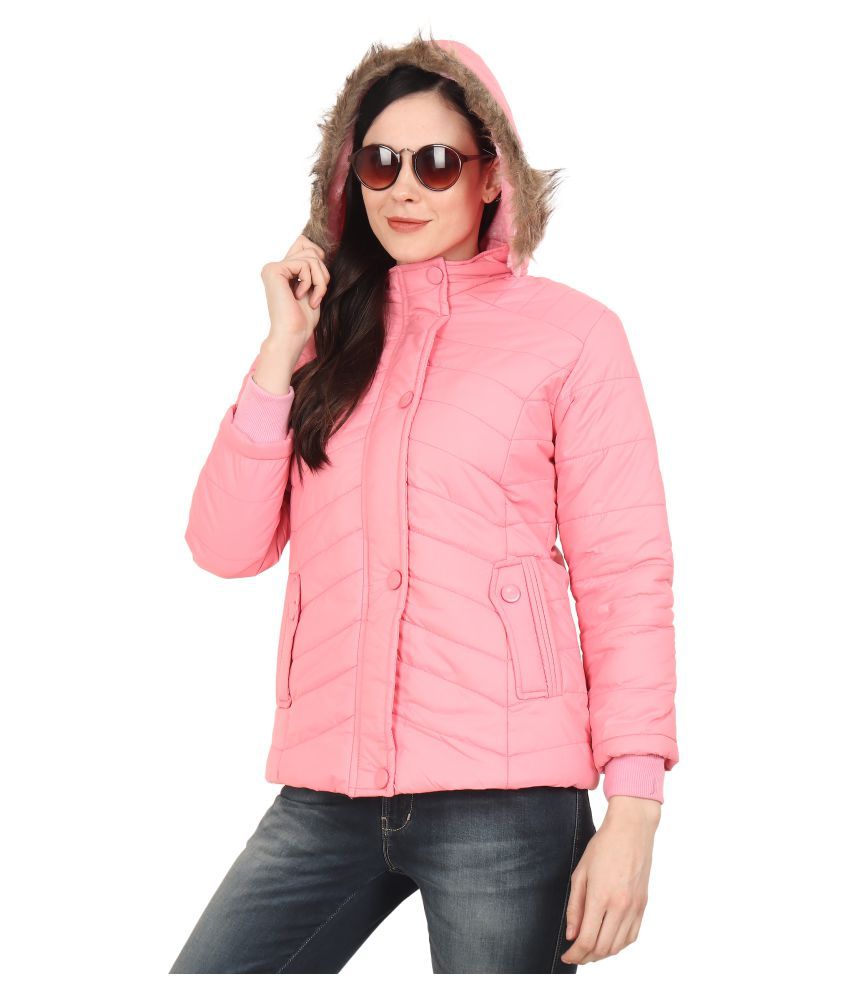     			xohy Nylon Pink Hooded Jackets