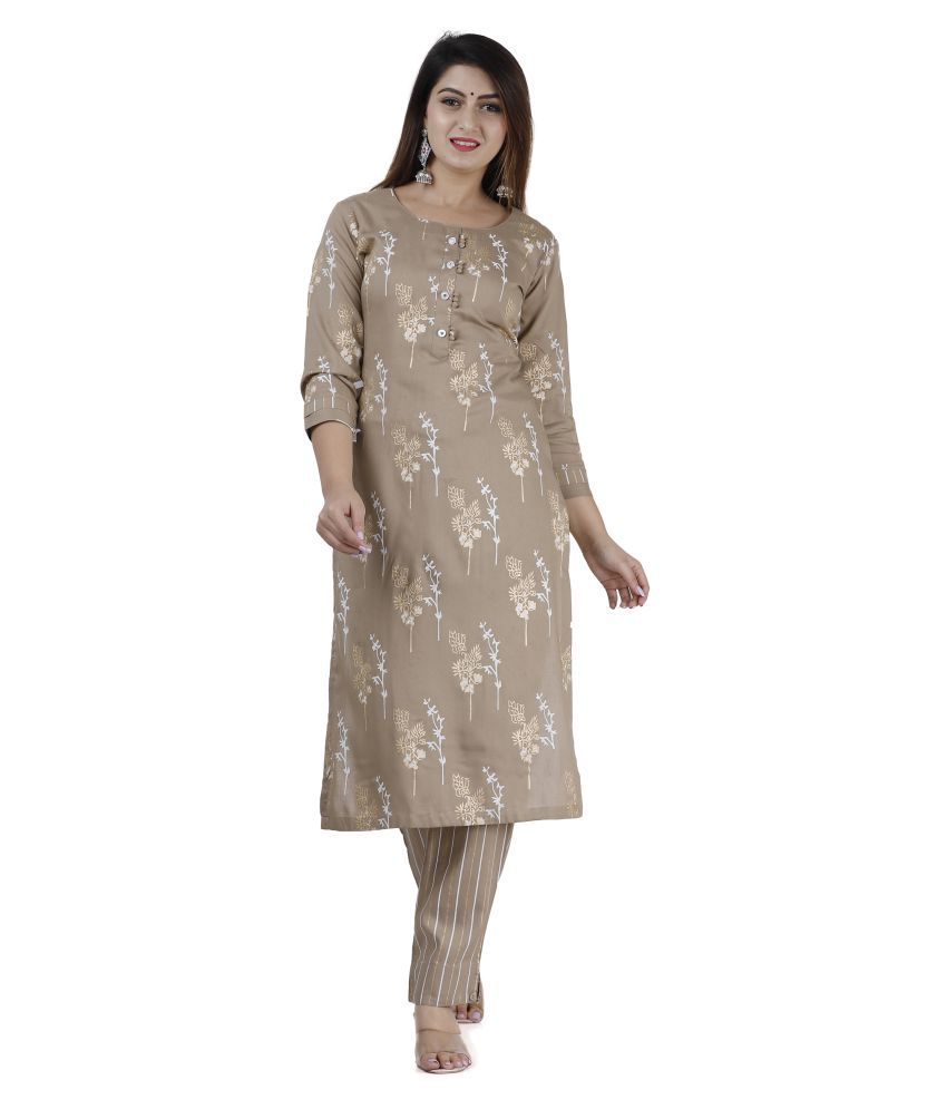     			JC4U - Beige Straight Viscose Women's Stitched Salwar Suit ( Pack of 1 )