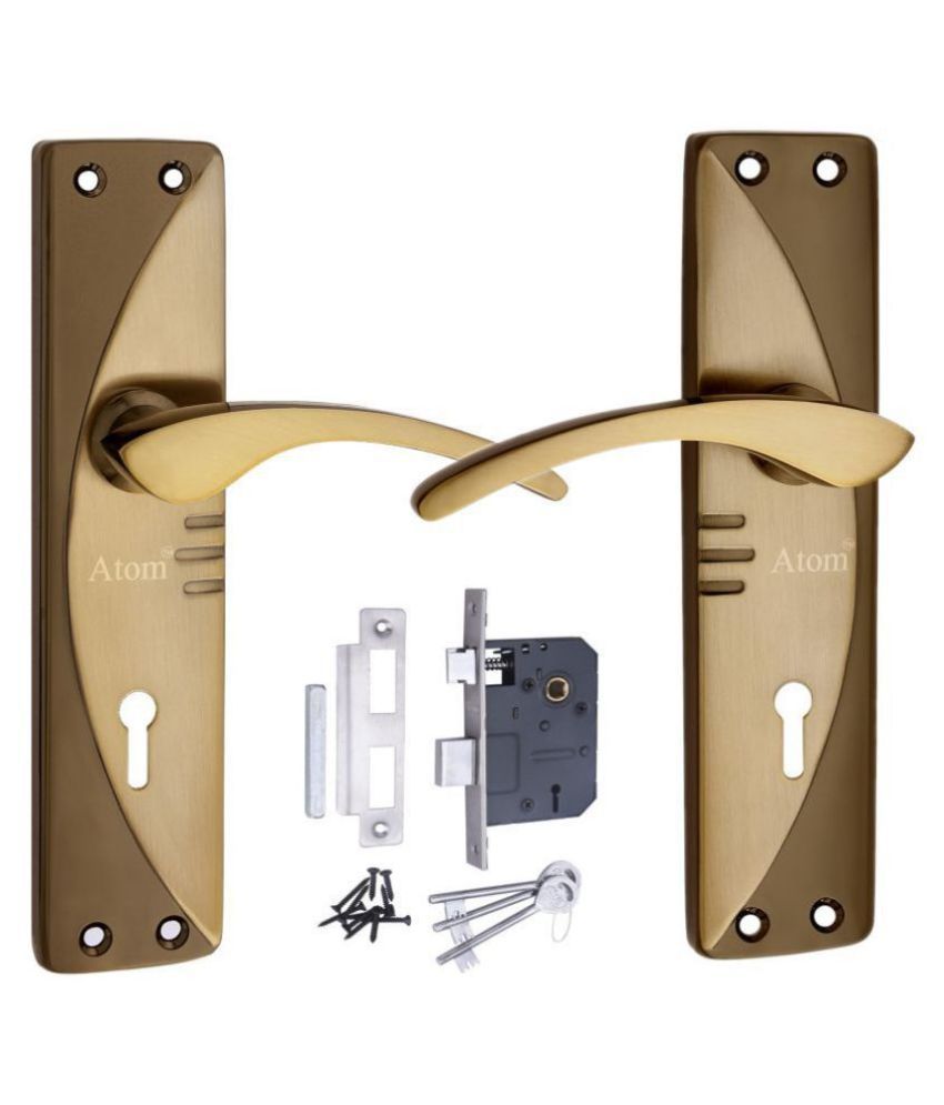 Buy Atom Mortise Door Lock 1003 Ky 7 Inch Mortice Handle Pair In Black Gold Finish With Legend 5592