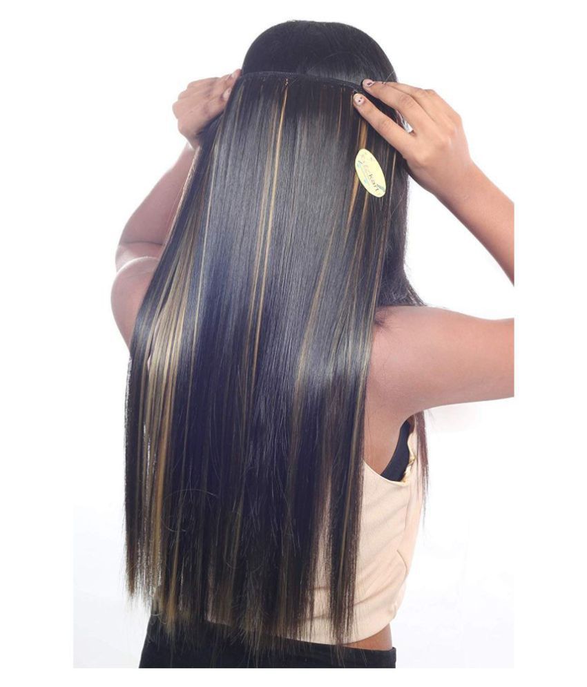Buy VSAKSH Straight Clip In Hair Extension Black & Golden Online at Best  Price in India - Snapdeal