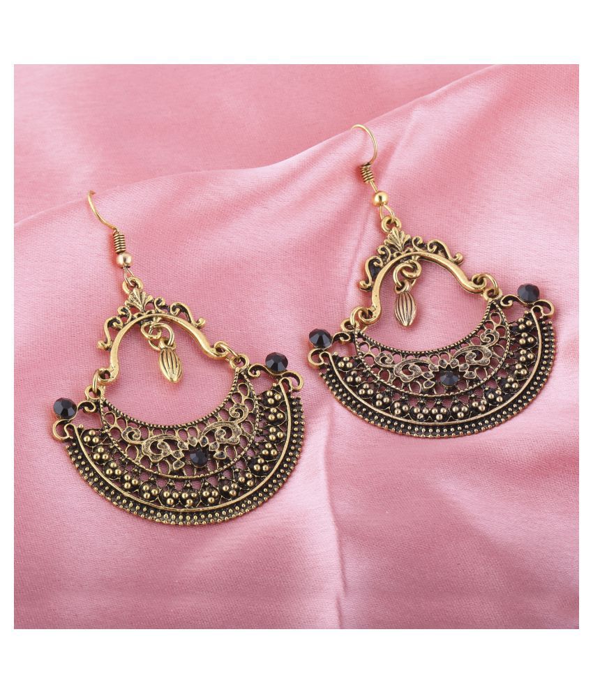     			SILVER SHINE  Alluring Golden Vintage Designer Chandbali Earrings for Women