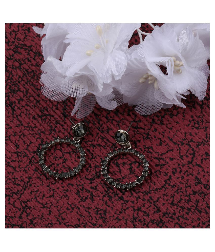     			SILVER SHINE  Antique Stylish Black Diamond Drop Earring For Women Girl
