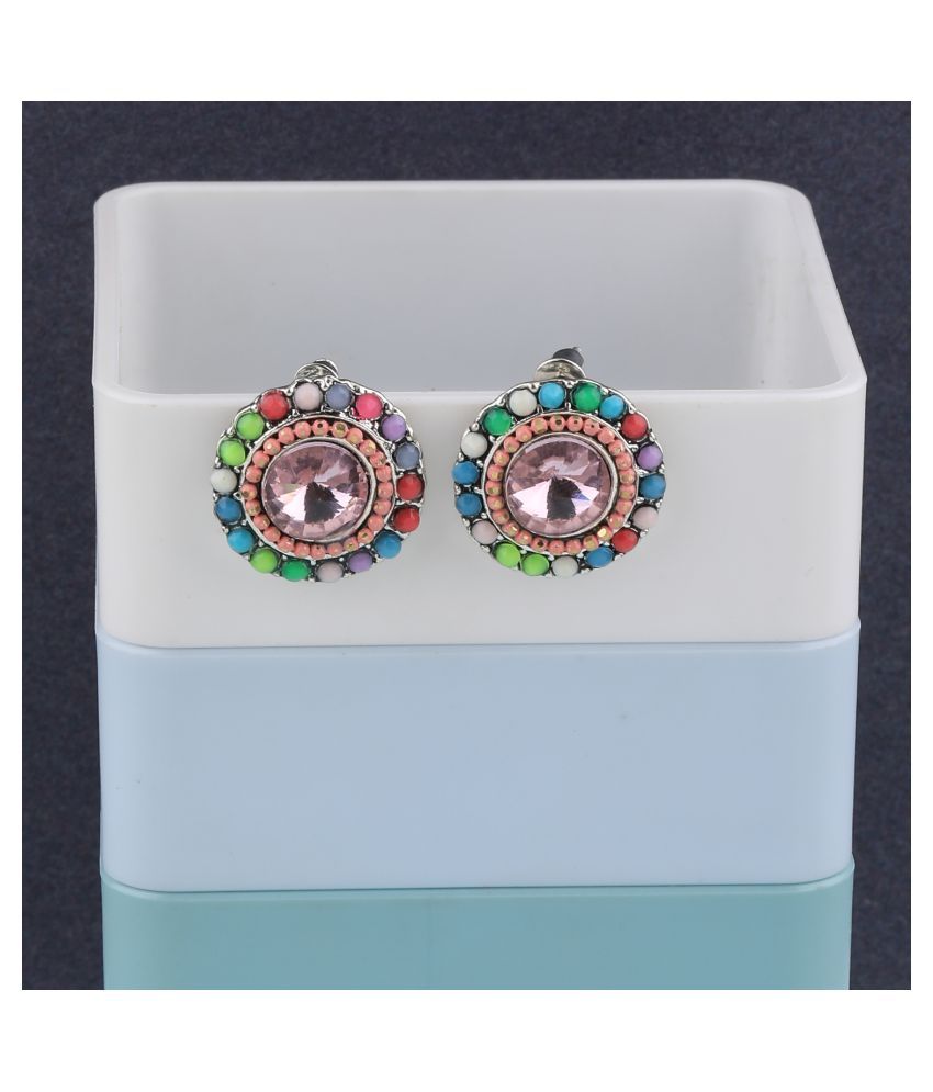     			SILVER SHINE  Elegant Party Wear Multi Colour Stud Diamond Earring For Women Girl