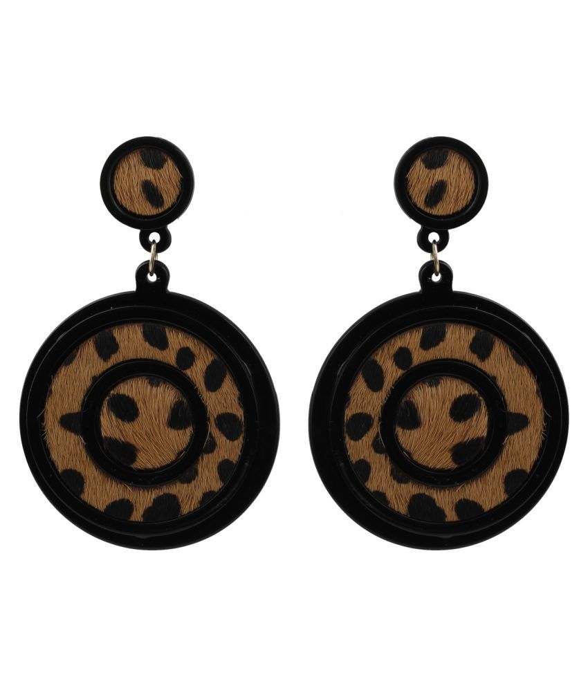     			SILVER SHINE  Eye-Catching Black Leaopard Design Attractive Party Wear Earring For Women