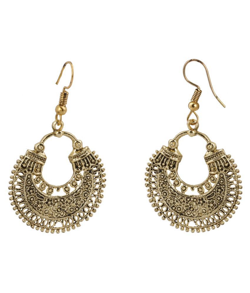     			SILVER SHINE  Facinating Chandbali Unique Golden Earrings for Women