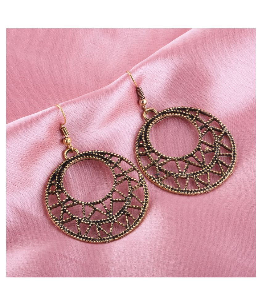     			SILVER SHINE  Golden Hollow Zali Work Earrings for Women