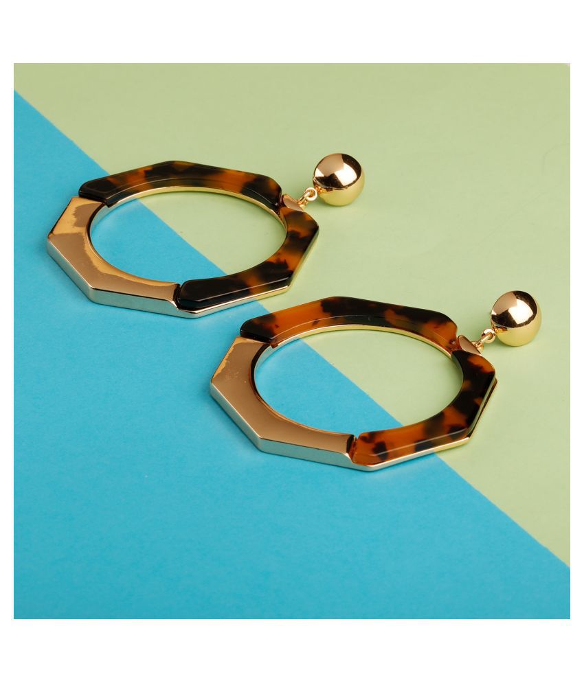     			SILVER SHINE  Metallic Hexagonal Shape Partywear Earring For Girls and Women Jewellery