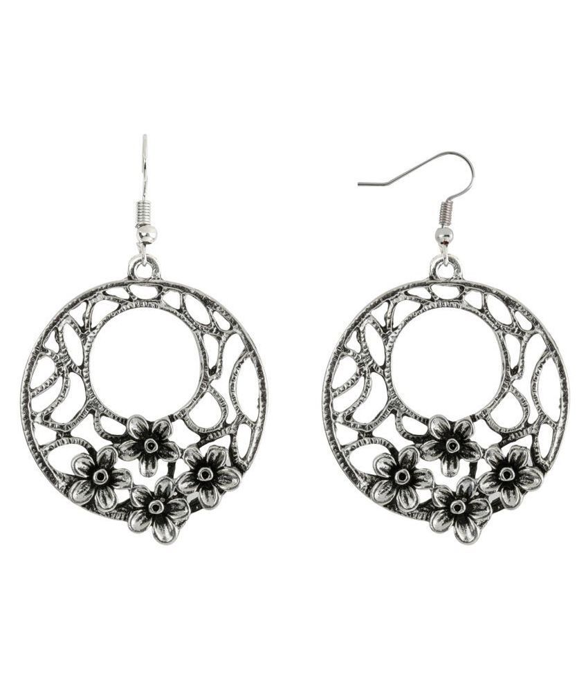     			SILVER SHINE  Stylish Silver Floral Hollow Drop Earring For Girls And Women