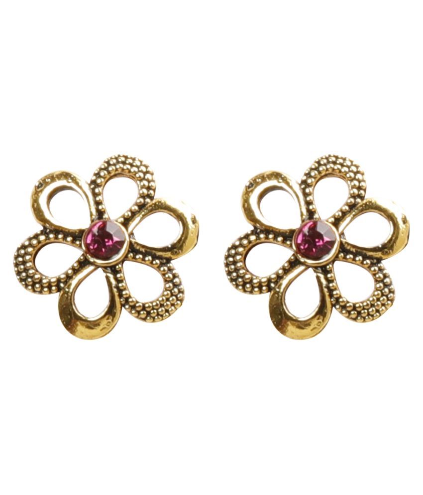     			SILVER SHINE  Trendy Pink Flower Stud Earrings