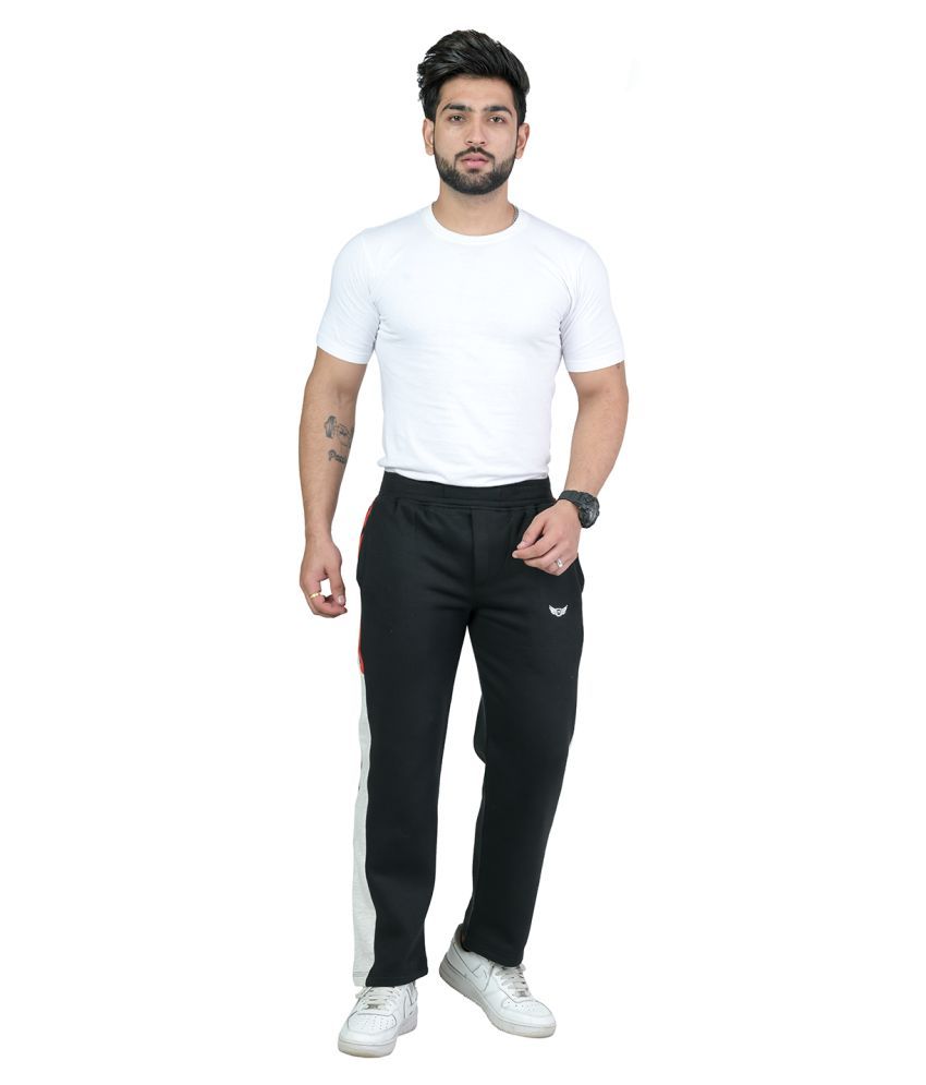 black fleece track pants