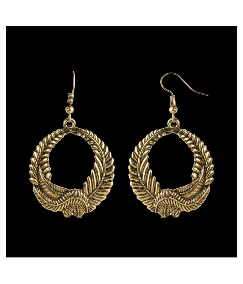     			SILVER SHINE  Sensational Golden Plam Leaf Design Earrings for Women