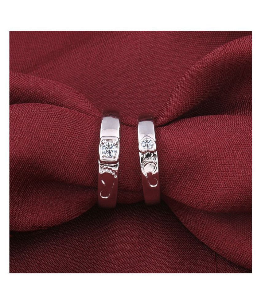     			SILVERSHINE Silverplated  Elegant  Solitaire His and Her Adjustable proposal couple ring For Men And Women Jewellery