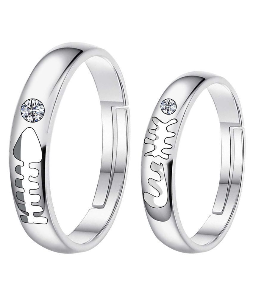     			SILVERSHINE Silverplated Fashionista Solitaire  His and Her Adjustable proposal couple ring For Men And Women Jewellery