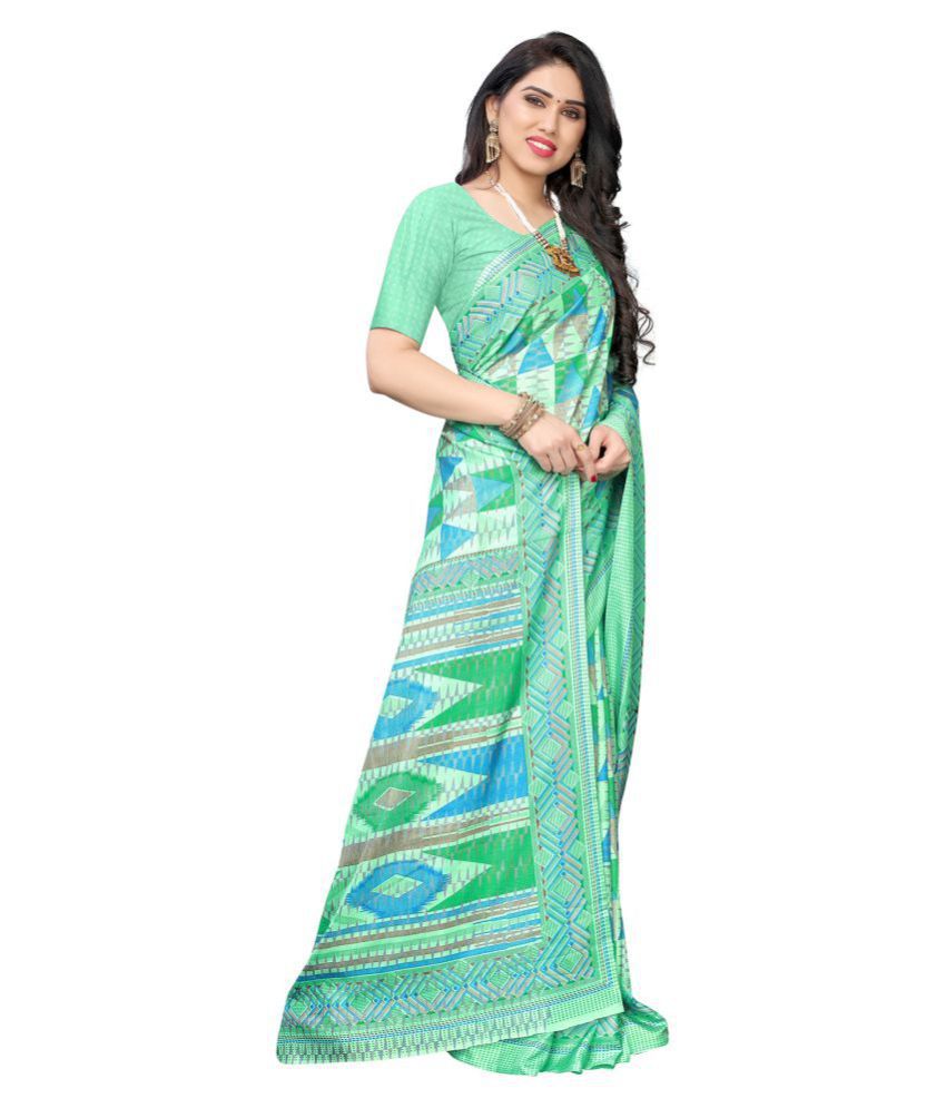 KAVYA A PRODUCT OF AARADHYA Green Silk Blends Saree - Buy KAVYA A ...
