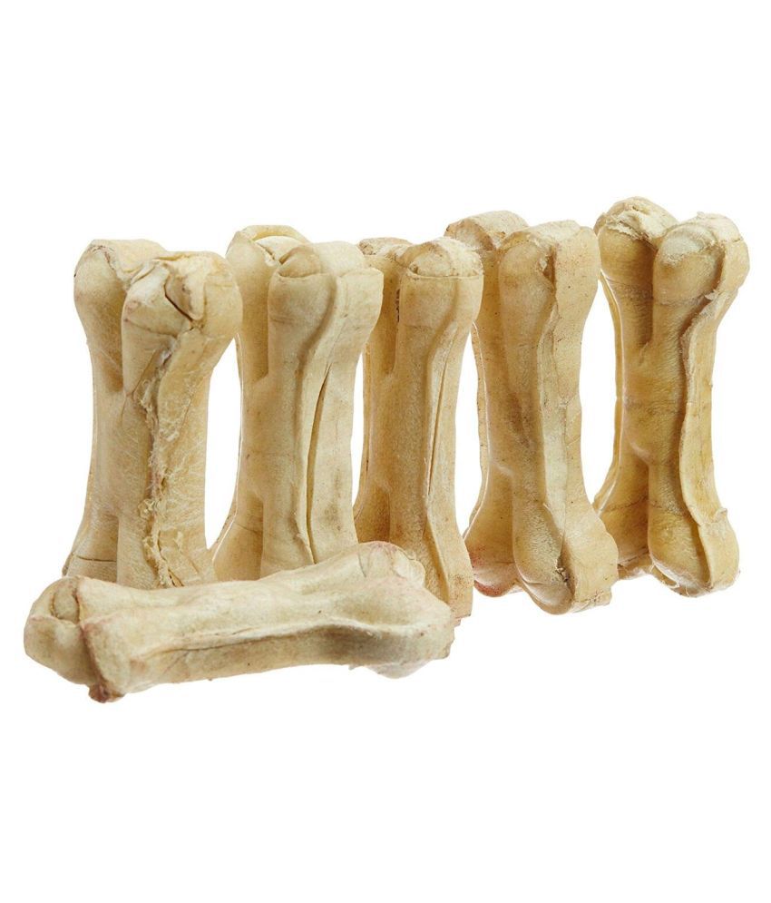    			KOKIWOOWOO Rawhide Pressed Dog Bones, 6 inches Dog Chew Bone Treat, 4 Pieces