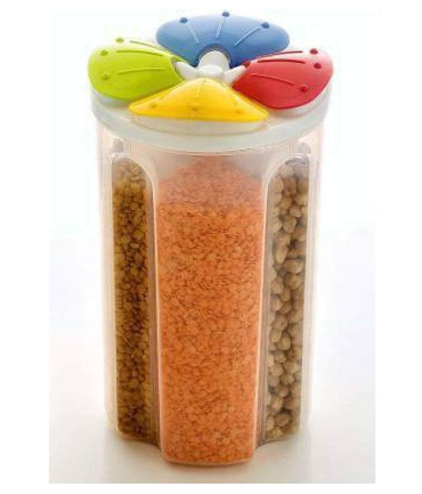     			kamaly Spice, Grocery, Nuts Storage Container with 4 Section - 2200ml Set of 1