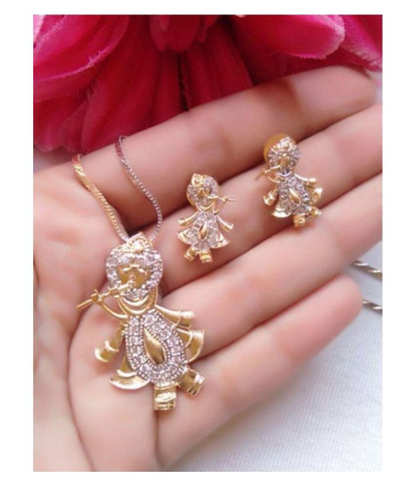     			NAVYA COLLECTIONS SHRI KRISHNA PENDANT SET IN AMERICAN Diamond for WOman/Girls