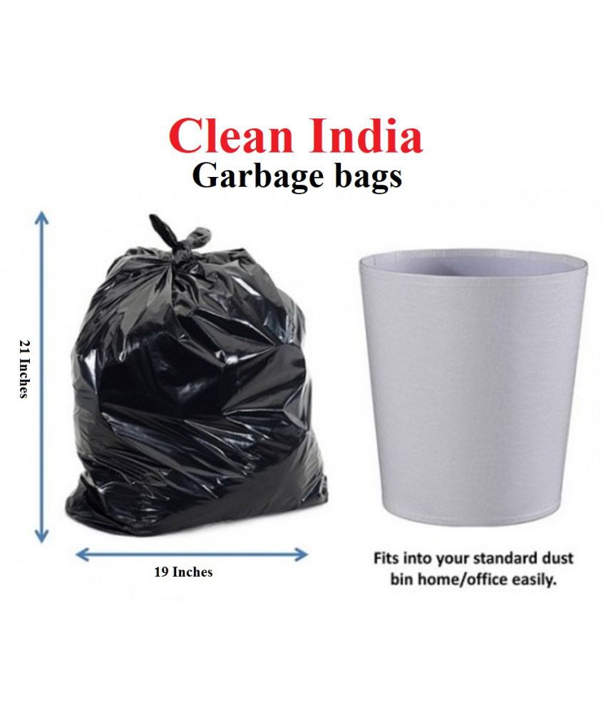     			Clean India Garbage Medium 60 pcs - 19X21 Disposable Garbage Trash Waste Dustbin Bags | 2 packs of 30 pcs