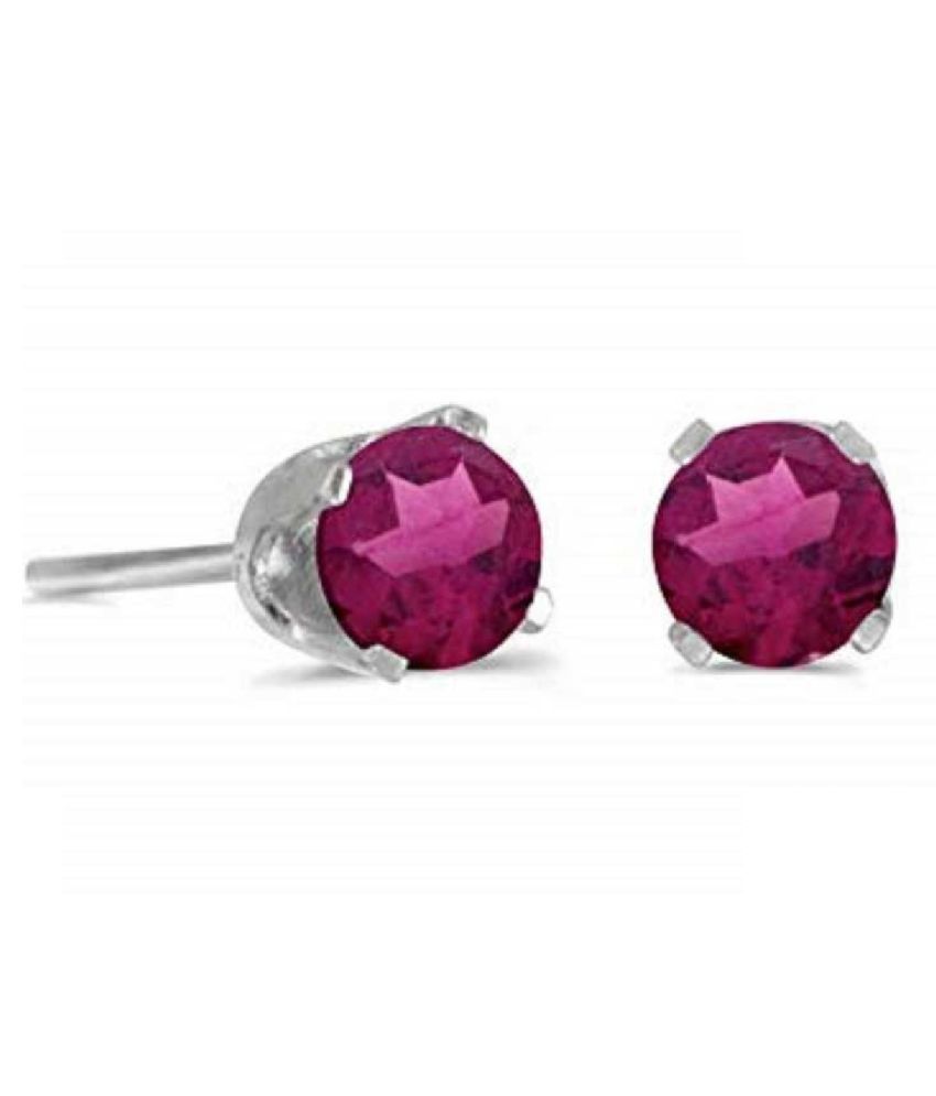 Studs Collection Sterling Silver Ruby Manik Stud Earrings For Women Girls By Ratan Bazaar