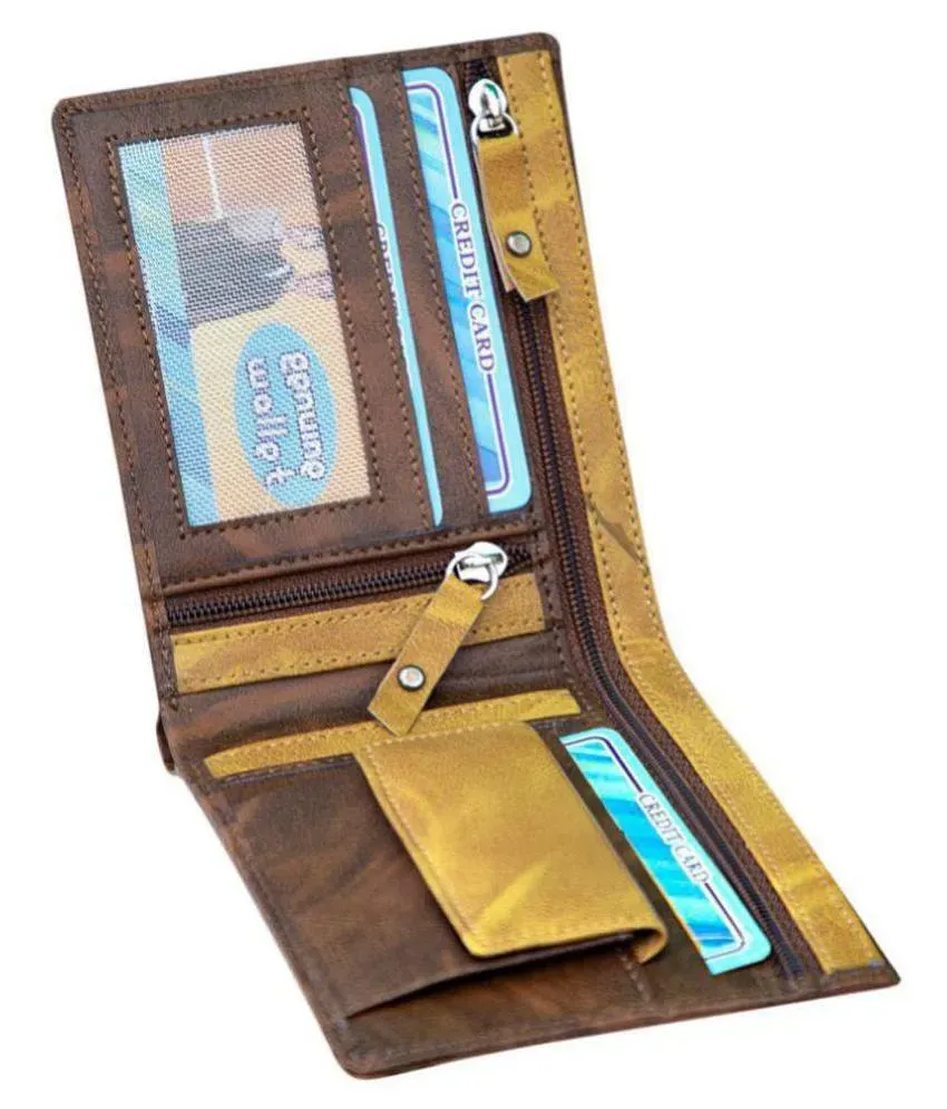 Buy LUXIQE Men Brown Synthetic Leather Bi-Fold Wallet Online at Low Prices  in India 