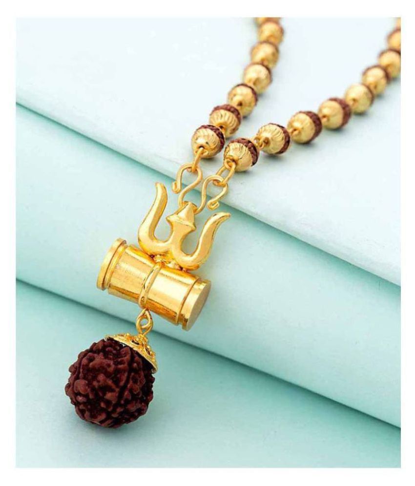     			Shiv Shakti Kavach 5 Mala With Shiv Trishul & Damru Wood Shiv Shakti Kavach Mukhi Rudraksha Wood Locket