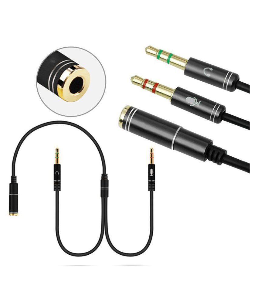 3.5mm Jack Headphone Mic Audio Y Splitter Cable 1 Male to 2 Female with