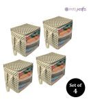 PrettyKrafts Non Woven with Plastic Saree Cover Organizer with Handles and Transparent front (Ivory Dots, XL/15 x 12 x 15 Inches) - Pack of 4