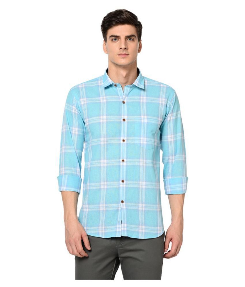 TNG 100 Percent Cotton Blue Checks Formal Shirt - Buy TNG 100 Percent ...