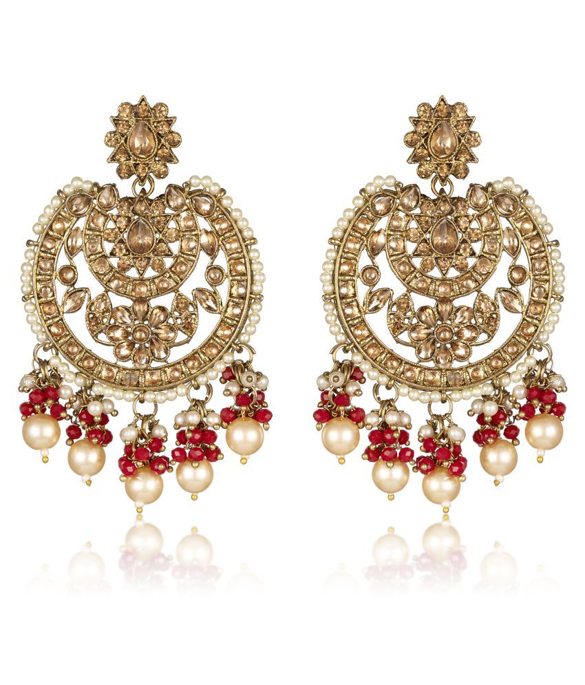     			Asmitta Wedding wear Embellished with Kundan Pearl Dangle Earrings