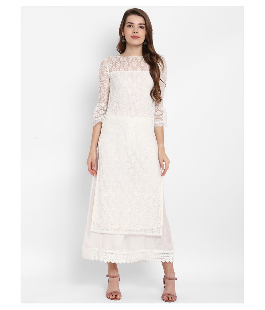 white net long kurti