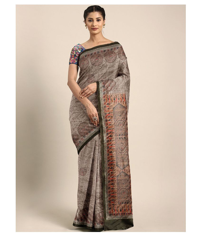     			Aarrah Brown Art Silk Saree