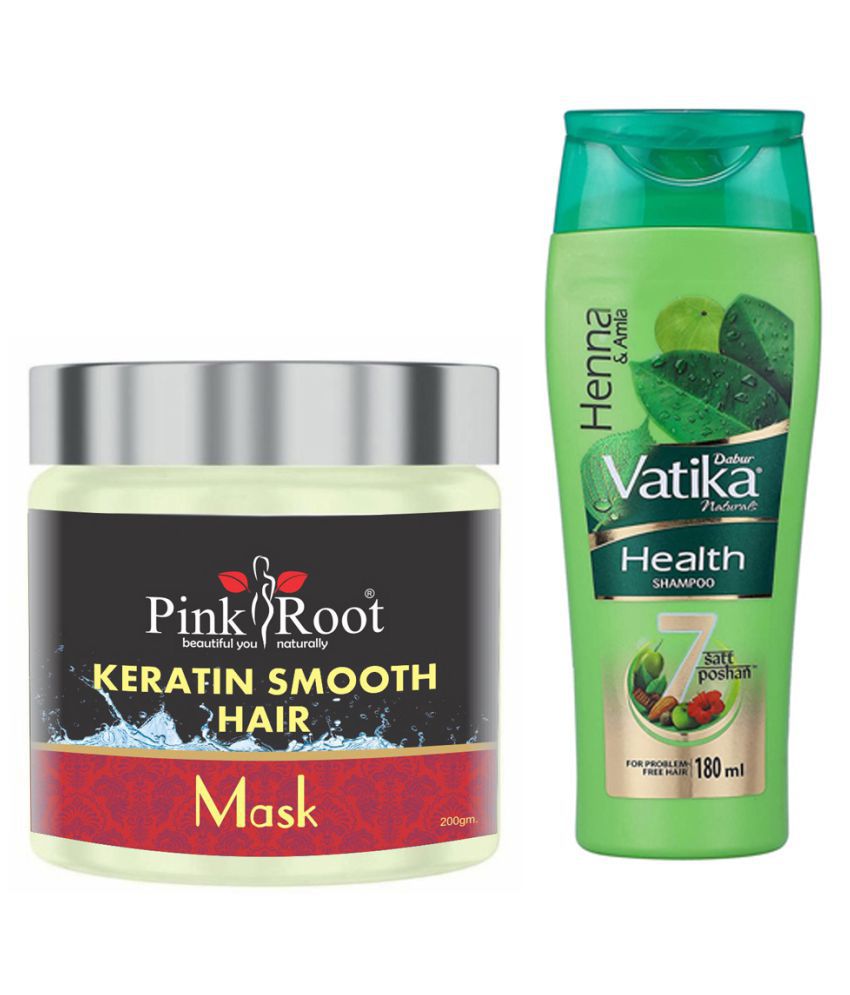 Pink Root Keratin Smooth Hair Mask 200gm with Dabur Vatika Naturals Health  Shampoo 180 mL Pack of 2: Buy Pink Root Keratin Smooth Hair Mask 200gm with  Dabur Vatika Naturals Health Shampoo