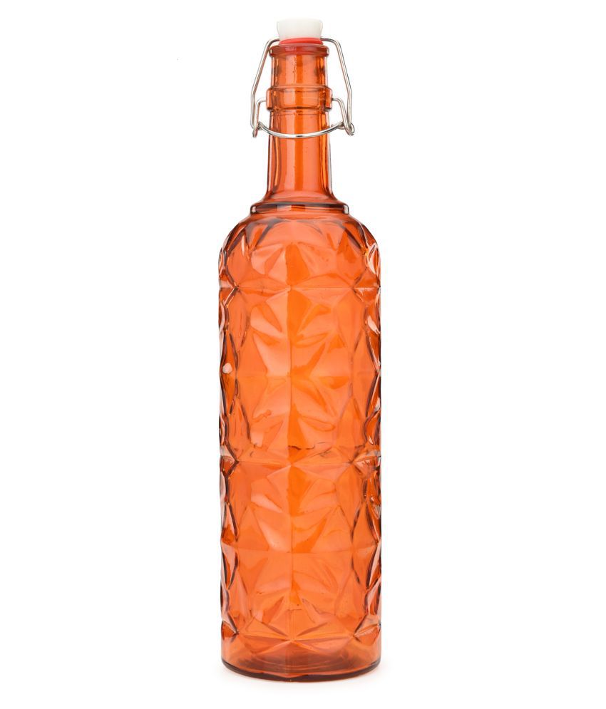     			Somil Glass Water Bottle, Orange, Pack Of 1, 1000 ml