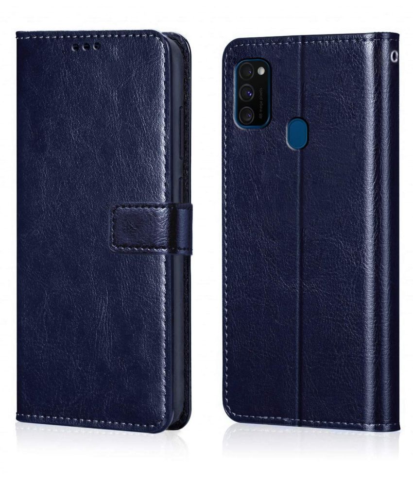     			Samsung Galaxy F41 Flip Cover by NBOX - Blue Viewing Stand and pocket