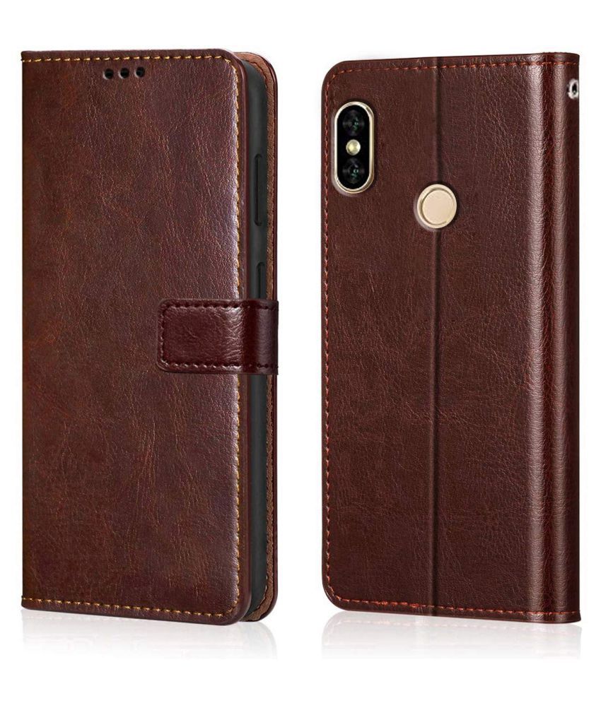     			Samsung Galaxy M10s Flip Cover by NBOX - Brown Viewing Stand and pocket