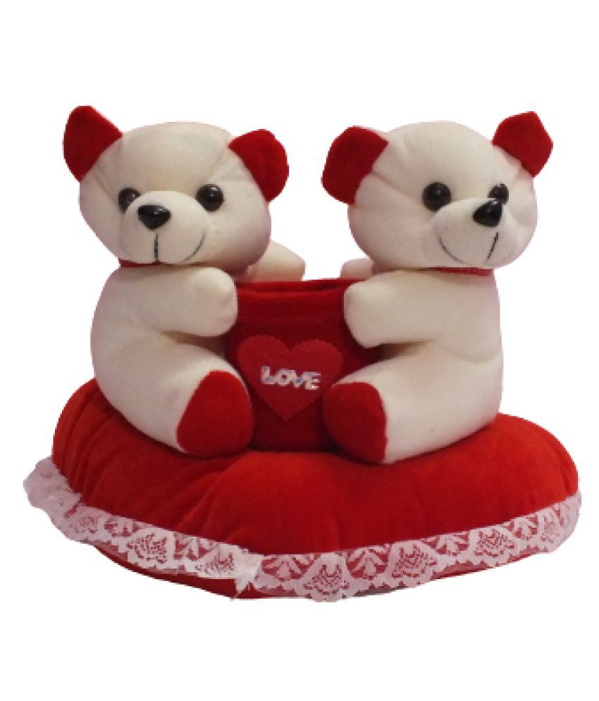 Teddy Bear Cup Pair On Heart Soft Toy Special Romantic Valentine Gift ...